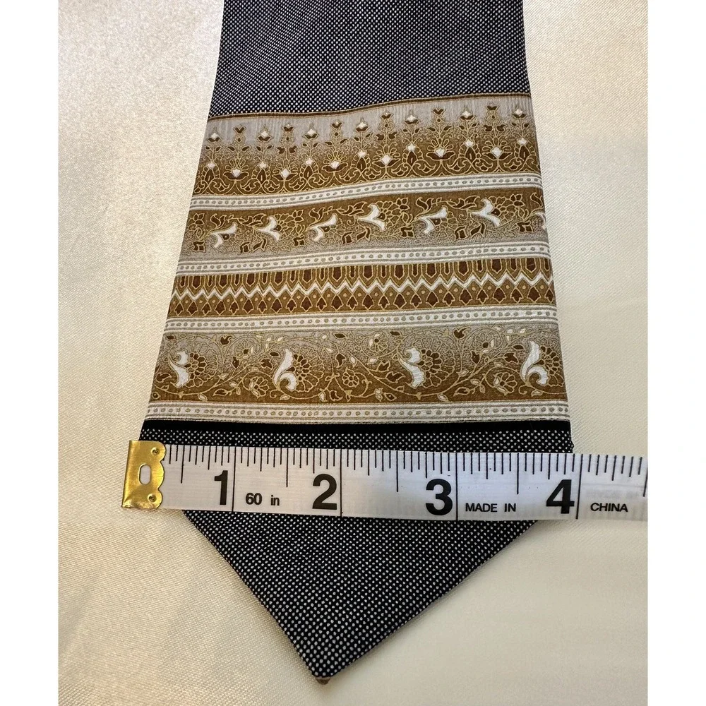 EMILIO PONTI NECKTIE TIE BLACK BROWN GOLD 4 X 58